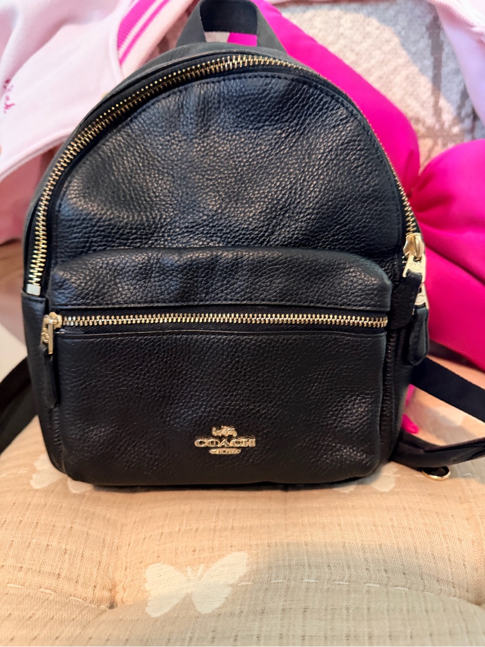 Coach Black Pebbled Leather Mini Backpack with Gold Hardware - Picture 4 of 7
